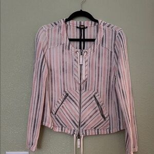 Free People Pink and White Striped Blazer